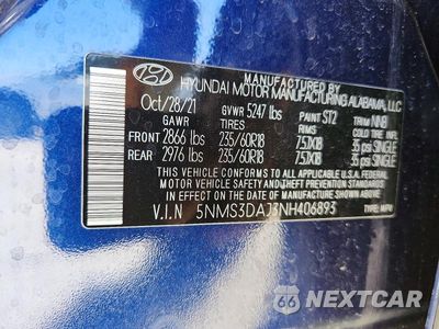 Zdjęcie 13 z 13 samochodu: 2022 HYUNDAI SANTA FE SEL VIN:5NMS3DAJ3NH406893 - miniatura