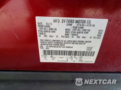 Zdjęcie 13 z 13 samochodu: 2015 FORD EXPLORER XLT VIN:1FM5K8D8XFGC24824 - miniatura