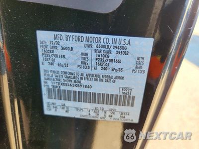 Zdjęcie 12 z 12 samochodu: 2003 FORD F-150 VIN:1FTRX08L63KB91840 - miniatura