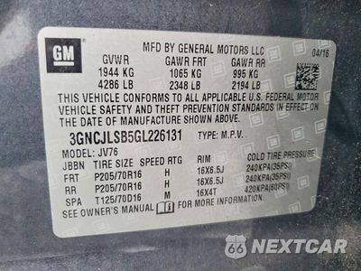 Zdjęcie 13 z 13 samochodu: 2016 CHEVROLET TRAX 1LT VIN:3GNCJLSB5GL226131 - miniatura
