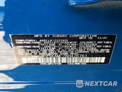 Zdjęcie 14 z 14 samochodu: 2022 SUBARU FORESTER WILDERNESS VIN:JF2SKAMC7NH426761 - miniatura