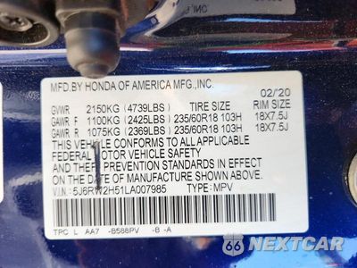Zdjęcie 13 z 13 samochodu: 2020 HONDA CR-V EX VIN:5J6RW2H51LA007985 - miniatura