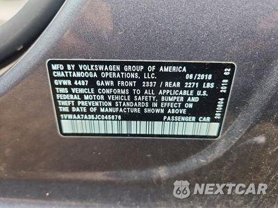Zdjęcie 12 z 12 samochodu: 2018 VOLKSWAGEN PASSAT S VIN:1VWAA7A35JC045676 - miniatura