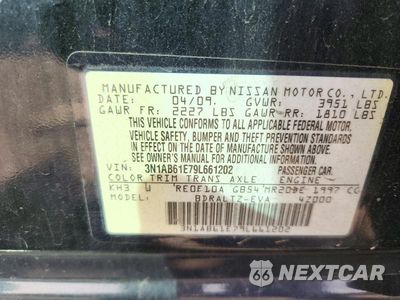 Zdjęcie 12 z 12 samochodu: 2009 NISSAN SENTRA 2.0 VIN:3N1AB61E79L661202 - miniatura
