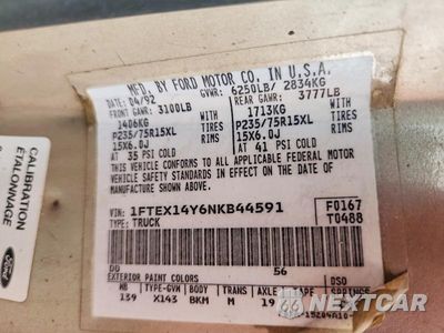 Zdjęcie 12 z 12 samochodu: 1992 FORD F150 VIN:1FTEX14Y6NKB44591 - miniatura