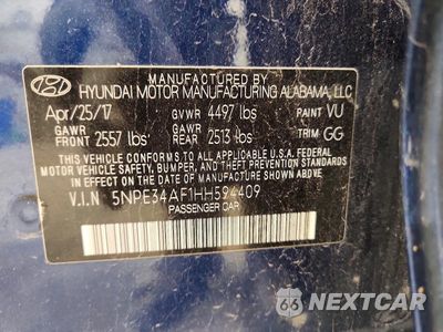 Zdjęcie 12 z 12 samochodu: 2017 HYUNDAI SONATA SPORT VIN:5NPE34AF1HH594409 - miniatura