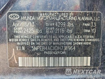 Zdjęcie 12 z 12 samochodu: 2013 HYUNDAI SONATA GLS VIN:5NPEB4ACXDH731964 - miniatura
