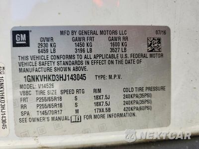 Zdjęcie 14 z 14 samochodu: 2017 CHEVROLET TRAVERSE LT VIN:1GNKVHKD3HJ143045 - miniatura