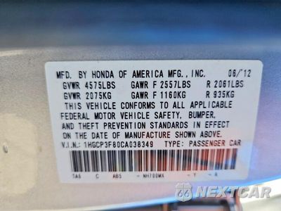 Zdjęcie 13 z 13 samochodu: 2012 HONDA ACCORD EXL VIN:1HGCP3F80CA038349 - miniatura