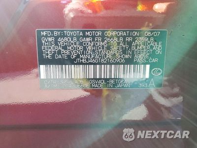 Zdjęcie 12 z 12 samochodu: 2008 LEXUS ES 350 VIN:JTHBJ46G182160906 - miniatura