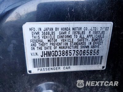 Zdjęcie 12 z 12 samochodu: 2007 HONDA FIT S VIN:JHMGD38657S065856 - miniatura
