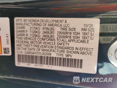 Zdjęcie 13 z 13 samochodu: 2026 HONDA CR-V EXL VIN:5J6RS4H70TL002998 - miniatura