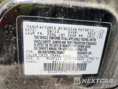 Zdjęcie 12 z 12 samochodu: 2013 NISSAN SENTRA S VIN:3N1AB7AP9DL764847 - miniatura