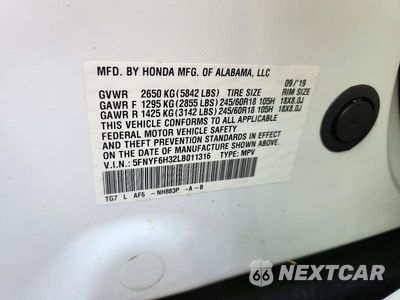 Zdjęcie 13 z 13 samochodu: 2020 HONDA PILOT EX VIN:5FNYF6H32LB011316 - miniatura