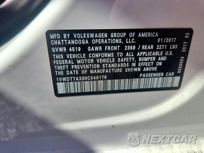 Zdjęcie 12 z 12 samochodu: 2017 VOLKSWAGEN PASSAT R-LINE VIN:1VWDT7A33HC049176 - miniatura
