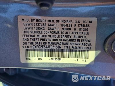 Zdjęcie 12 z 12 samochodu: 2018 HONDA CIVIC LX VIN:19XFC2F54JE021586 - miniatura