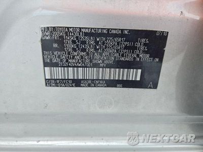 Zdjęcie 12 z 12 samochodu: 2010 TOYOTA RAV4 BASE VIN:2T3ZF4DV4AW047001 - miniatura