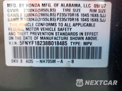 Zdjęcie 13 z 13 samochodu: 2008 HONDA PILOT VP VIN:5FNYF18238B018485 - miniatura