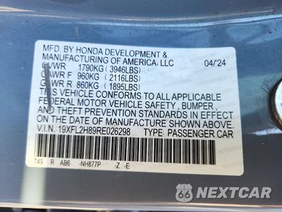 Zdjęcie 12 z 12 samochodu: 2024 HONDA CIVIC SPORT VIN:19XFL2H89RE026298 - miniatura