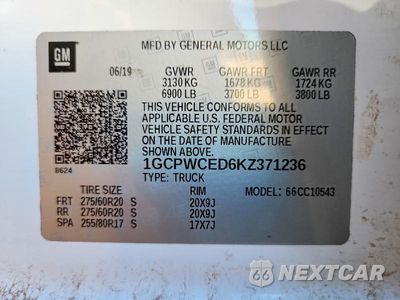 Zdjęcie 13 z 13 samochodu: 2019 CHEVROLET SILVERADO C1500 LT VIN:1GCPWCED6KZ371236 - miniatura