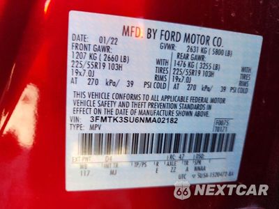 Zdjęcie 12 z 12 samochodu: 2022 FORD MUSTANG MACH-E PREMIUM VIN:3FMTK3SU6NMA02182 - miniatura