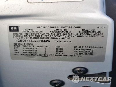 Zdjęcie 13 z 13 samochodu: 2007 CHEVROLET TRAILBLAZER LS VIN:1GNDT13S072216626 - miniatura