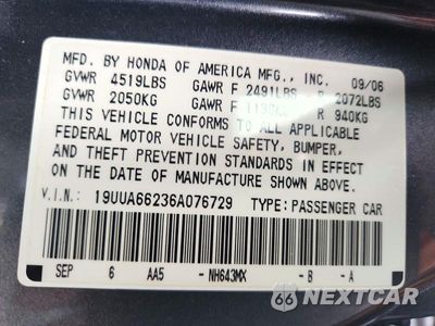 Zdjęcie 12 z 12 samochodu: 2006 ACURA 3.2TL VIN:19UUA66236A076729 - miniatura