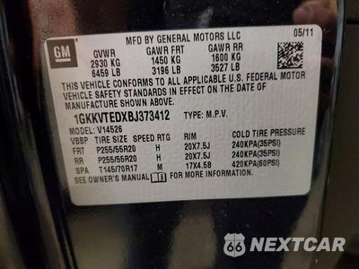 Zdjęcie 13 z 13 samochodu: 2011 GMC ACADIA DENALI VIN:1GKKVTEDXBJ373412 - miniatura