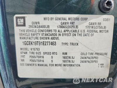 Zdjęcie 12 z 12 samochodu: 2001 CHEVROLET SILVERADO K1500 VIN:1GCEK19T91E277463 - miniatura