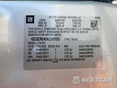 Zdjęcie 12 z 12 samochodu: 2010 CHEVROLET SILVERADO C1500 LS VIN:1GCSCREA6AZ247655 - miniatura