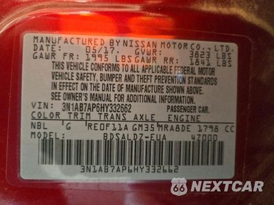 Zdjęcie 12 z 12 samochodu: 2017 NISSAN SENTRA SV VIN:3N1AB7AP6HY332662 - miniatura