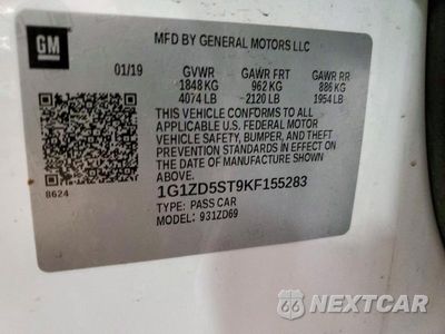 Zdjęcie 12 z 12 samochodu: 2019 CHEVROLET MALIBU LT VIN:1G1ZD5ST9KF155283 - miniatura
