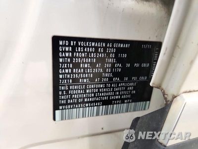 Zdjęcie 13 z 13 samochodu: 2012 VOLKSWAGEN TIGUAN S VIN:WVGBV7AX5CW545462 - miniatura