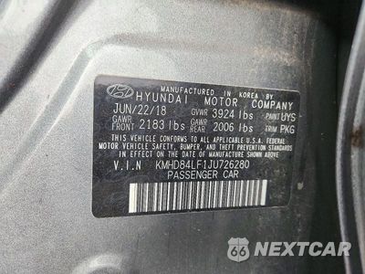 Zdjęcie 12 z 12 samochodu: 2018 HYUNDAI ELANTRA SEL VIN:KMHD84LF1JU726280 - miniatura