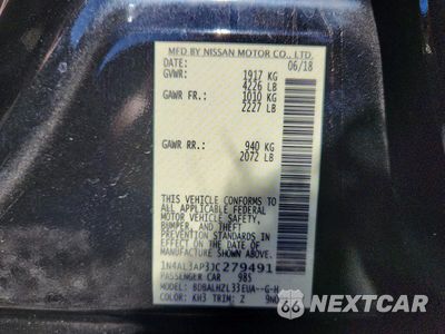 Zdjęcie 12 z 12 samochodu: 2018 NISSAN ALTIMA 2.5 SR VIN:1N4AL3AP3JC279491 - miniatura