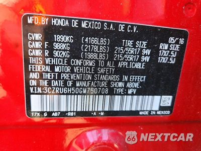 Zdjęcie 12 z 12 samochodu: 2016 HONDA HR-V EX VIN:3CZRU6H50GM750708 - miniatura