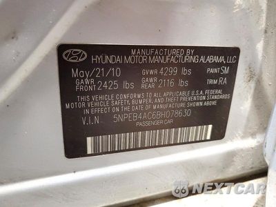 Zdjęcie 12 z 12 samochodu: 2011 HYUNDAI SONATA GLS VIN:5NPEB4AC6BH078630 - miniatura