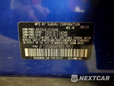 Zdjęcie 13 z 13 samochodu: 2023 SUBARU WRX VIN:JF1VBAB64P8817853 - miniatura
