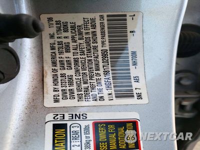 Zdjęcie 12 z 12 samochodu: 2007 HONDA CIVIC EX VIN:1HGFA16817L029950 - miniatura