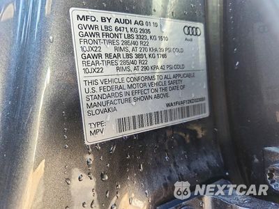 Zdjęcie 13 z 13 samochodu: 2019 AUDI Q8 PRESTIGE S-LINE VIN:WA1FVAF12KD023058 - miniatura
