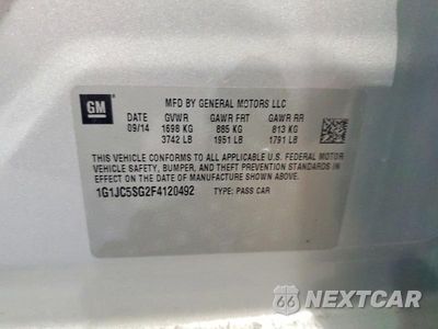 Zdjęcie 12 z 12 samochodu: 2015 CHEVROLET SONIC LT VIN:1G1JC5SG2F4120492 - miniatura