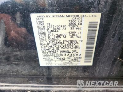 Zdjęcie 12 z 12 samochodu: 2008 NISSAN TITAN XE VIN:1N6AA07CX8N323582 - miniatura