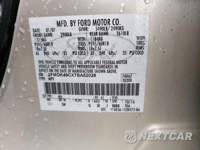 Zdjęcie 13 z 13 samochodu: 2007 FORD EDGE SEL PLUS VIN:2FMDK49CX7BA52028 - miniatura