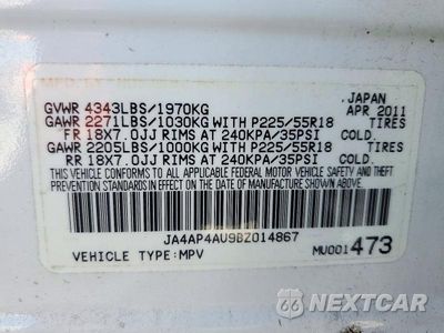 Zdjęcie 13 z 13 samochodu: 2011 MITSUBISHI OUTLANDER SPORT SE VIN:JA4AP4AU9BZ014867 - miniatura