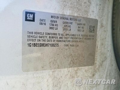 Zdjęcie 12 z 12 samochodu: 2017 CHEVROLET CRUZE LT VIN:1G1BE5SM3H7108275 - miniatura