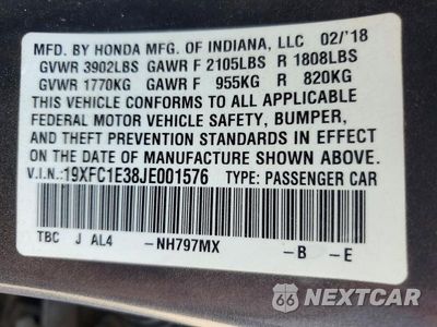 Zdjęcie 13 z 13 samochodu: 2018 HONDA CIVIC EX VIN:19XFC1E38JE001576 - miniatura