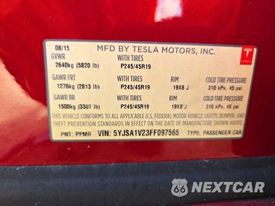 Zdjęcie 12 z 12 samochodu: 2015 TESLA MODEL S 90D VIN:5YJSA1V23FF097565 - miniatura