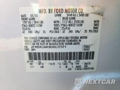 Zdjęcie 13 z 13 samochodu: 2013 FORD EDGE SPORT VIN:2FMDK3AK5DBC37371 - miniatura