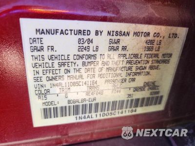 Zdjęcie 12 z 12 samochodu: 2005 NISSAN ALTIMA 2.5 VIN:1N4AL11D05C141164 - miniatura