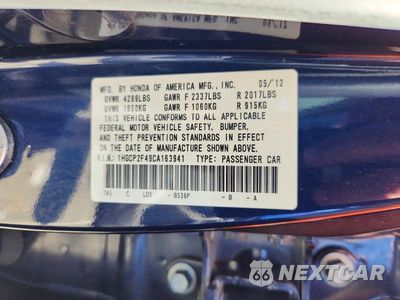 Zdjęcie 12 z 12 samochodu: 2012 HONDA ACCORD LXP VIN:1HGCP2F49CA163941 - miniatura
